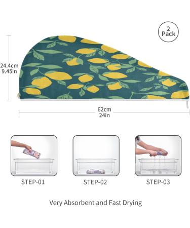 Lemon Tree Dry Hair Cap Set - 2 Piece Quick Drying Towel & Button Headband | Super Absorbent & Soft for Ideal Hair Care - Buy Online on GoSupps.com