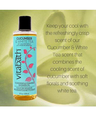 Vitabath Cucumber & White Tea Shower Oil - Nourishing Body Wash for Dry Skin - 8 fl oz - Refreshing Hydration for Women & Men - International Shipping Available - Buy Online on GoSupps.com
