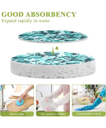 3-Pack Cleaning Kitchen Sponges Oval Dinosaur Camouflage Kitchen Cellulose Dishwashing Wood Pulp Cotton - Buy Online on GoSupps.com