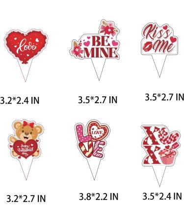 24 Pieces Valentine s Day Themed Cupcake Toppers Love Cupcake Picks Decorations - Buy Online on GoSupps.com