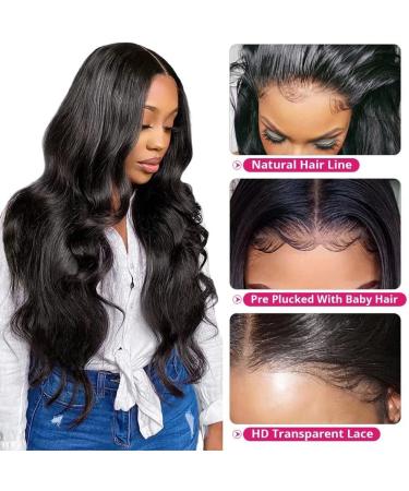 28 Bele 13x6 HD Lace Front Wig 180% Density Body Wave Brazilian Virgin Human Hair - Natural Color Pre Plucked with Baby Hair - Buy Online on GoSupps.com