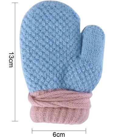 Kids Toddlers Winter Thermal Gloves Mittens - Blue | Ages 1-4 | Fleece Lined, Anti-Lost String - Buy Online on GoSupps.com