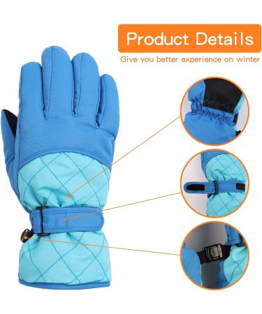 Waterproof Winter Ski Gloves for Kids | Boys & Girls Slipproof Windproof Royal Blue (Ages 11-16) - Buy Online on GoSupps.com