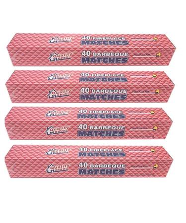 4 Boxes - 11" Fireplace Matches, Long Reach, 160 Matches Total