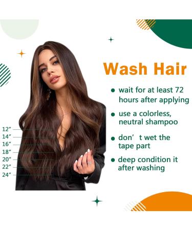 Easyouth Balayage Tape in Human Hair Extensions - Brown to Platinum Blonde Ombre, 14 Inch, 40g, 20Pcs - Buy Online on GoSupps.com
