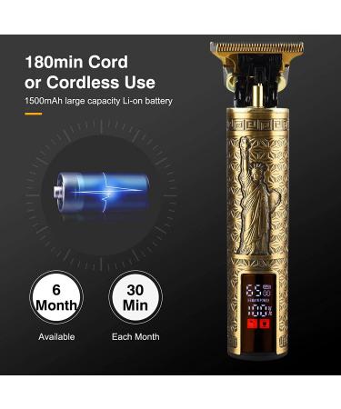 Men's Professional Hair Clippers Kit - Rechargeable Waterproof Trimmer with T-Blade for Close Cutting (LED- Statue of Liberty) - Buy Online on GoSupps.com
