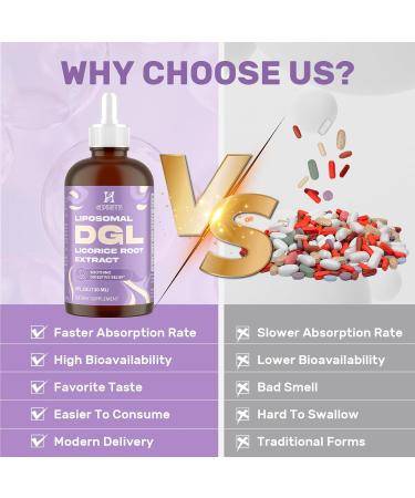 Liposomal DGL Licorice Root Extract - Deglycyrrhizinated Licorice with L-Glutamine, Marshmallow, Clove, and Slippery Elm - Digestive, Stomach Lining, Elimination, Max Absorption, 60 Servings 4 Fl Oz (Pack of 1) - Buy Online on GoSupps.com