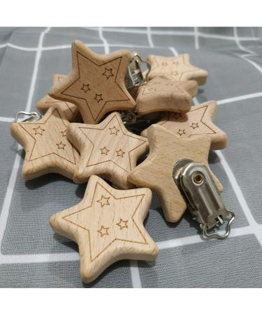 5pcs Natural Wood Beech Animal Shape Pacifier Clips for DIY Pacifier Chains - Buy Online on GoSupps.com