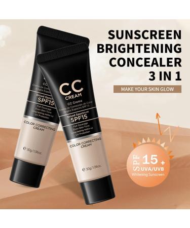 SPF 15 CC Cream Foundation Color-Correcting & Anti-Redness Cream with Lightweight Hydrating Formula. Medium Coverage Corrector Ideal for Imperfections Natural - Buy Online on GoSupps.com