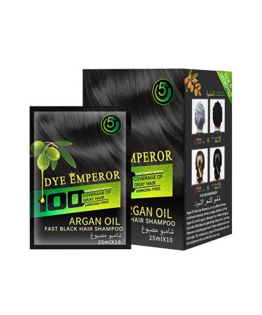 Herbal Hair Dye Shampoo Instant Color - 100% Coverage Of Gray Hair - Ammonia Free | For Men & Women | Color Hair In Minutes Long Lasting - 3-In-1 Bubble Hair Color | - 10 Bags/Box (Black)
