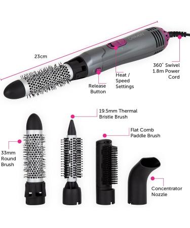 Carmen C81071 Neon 4-in-1 Hot Air Styler | Keratin Protech | 1000W | Graphite & Pink - Buy Online on GoSupps.com