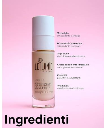 Le Lumie Amabile Vitamin E Anti-Wrinkle Serum - 92% Natural Vegan Moisturizer with Resveratrol Microalgae & Ceramides - Made in Italy 30ml - Buy Online on GoSupps.com
