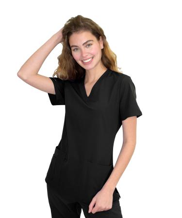 Women's Medical Nursing V-Neck Scrub Top GT Performance Medium Black