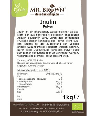Buy 1kg Organic Inulin Powder - Premium Quality for Healthy Digestive Support | Fast International Shipping - Buy Online on GoSupps.com