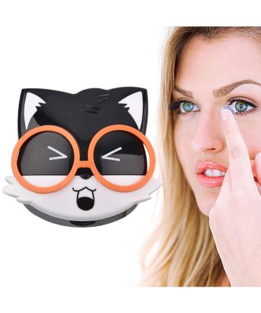 HiXip Lens Case Portable Glasses Storage Holder Box Lens Care Products for Traveling and Daily Use Cute Squirrel Black