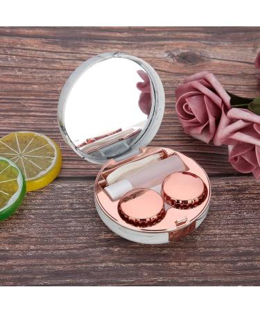 Portable Contact Lens Container with Mirror - Travel-Friendly Soaking Case & Eye Care Kit in Pink | Marble Design - Buy Online on GoSupps.com