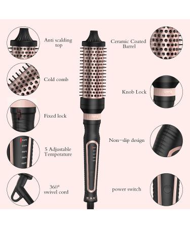Thermal Brush 3 in 1 Set - Ionic Heated Round Curling Brush for Volume & Smooth Hair - Fast Heating Ceramic Curling Iron (Black) - International Shipping Available - Buy Online on GoSupps.com