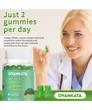 Ovankata Ginkgo Biloba Gummies - Organic Brain Boost Supplement for Blood Circulation, Mood & Focus - Vegan Non-GMO - 60 Count - Buy Online on GoSupps.com