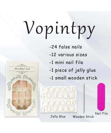 White French Tip Short Square Press-On Nails | Reusable Mirror Acrylic Glue-On Nails for Women | DIY Manicure Design - Buy Online on GoSupps.com