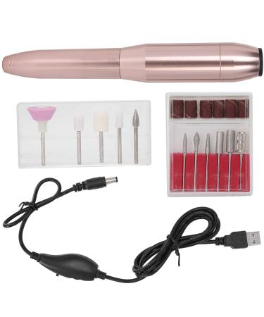 Nail drill kit electrical nail files nail drilling pin electrical polishing manicure tool for fiberglass & silk for women girls (gold)