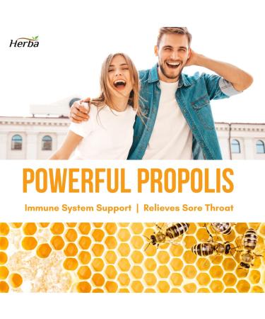 Herba Bee Propolis Liquid Drops 30ml - No Alcohol | Helps Relieve Sore Throats and Mouth Infections | Rich in Flavonoids | 100% Natural - Premium Grade | Made in Canada | Alcohol Free Liquid Drops - Buy Online on GoSupps.com