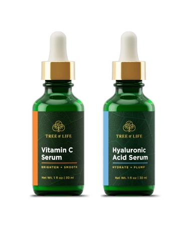 NEW LOOK | Tree of Life Vitamin C Brightening Serum and Hyaluronic Acid Hydrating Serum, Smooth Sailing Facial Serum Duo, Renewing and Smoothing for Face, Clean Dermatologist-Tested Skin care, 2 Count x 1 Fl Oz