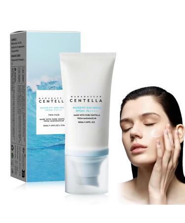 1Pc Centella Sunscreen SPF 50 Madagascar Centella Sunscreen Water-fit Sun Serum No Sticky Refreshing Universal Sunscreen UV Defense No White Cast Daily Clean Beauty Sunscreen UV Defense