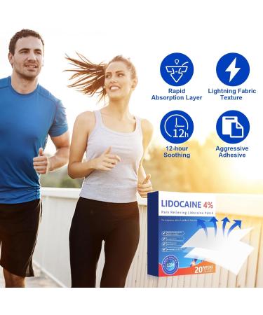 AROSLU 4% Lidocaine Maximum Strength Pain Relief Gel Patches Rapid Acting Topical for Muscle Joint Back Shoulders Knees Sports Injuries 20 Patches - Buy Online on GoSupps.com