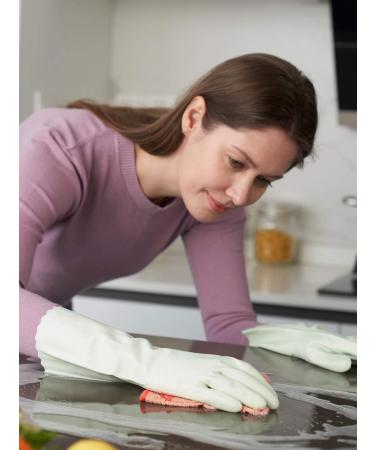 Lanon Wahoo 3 Pair Reusable Household Gloves | Skin-Friendly Flocked Cotton | Kitchen & Cleaning | Light Green | Size M - Buy Online on GoSupps.com