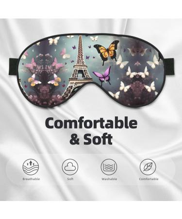 Romantic Paris Butterfly Eiffel Print Unisex Sleep Mask - Double-Sided Eye Mask for Sound Sleep & Skin Care - Ideal Travel Accessory - Buy Online on GoSupps.com