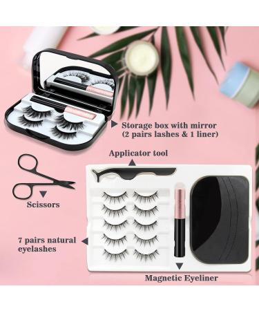 Emalla Magnetic Eyelashes Kit with Eyeliner Tweezers - 7 Pairs of Reusable Natural Looking Lashes - Strong Magnetic False Lashes Kit - Buy Online on GoSupps.com