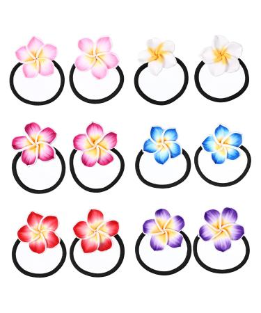 Lurrose 12pcs Flower Hair Ties Hawaiian Plumeria Ponytail Holders Hair Bands Soft Ceramic Elastic Hair Ropes for Women Girls - Buy Online on GoSupps.com