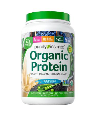 Purely Inspired Organic Protein 100% Plant-Based Nutritional Shake French Vanilla 1.50 lbs (680 g)