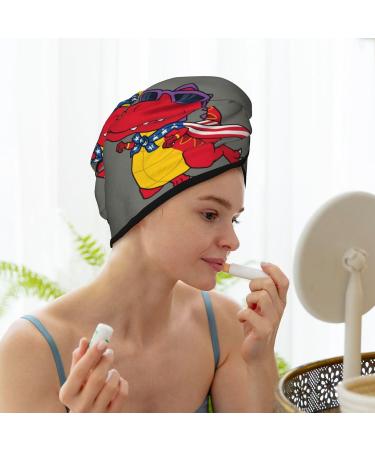 Dinosaur Super Hero Microfiber Hair Towel for Women | Soft Absorbent Coral Velvet Wrap - Quick Dry for Long Curly & Thick Hair - Buy Online on GoSupps.com