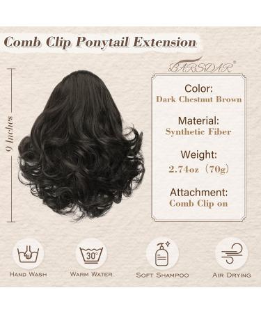 BARSDAR 22cm Short Ponytail Extension - Dark Brown Wavy Clip-In Hairpiece | Thick Synthetic Natural Look - Buy Online on GoSupps.com