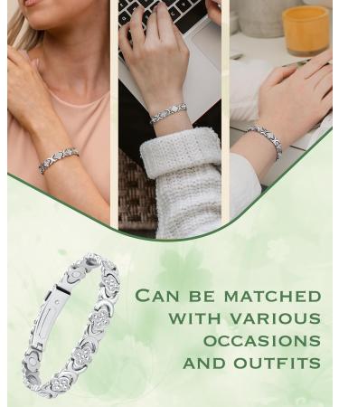 Jeracol Titanium Steel Magnetic Bracelet for Women - Lucky Clover Design with Folding Clasp - Adjustable & Includes Sizing Tool - Gift Box Included - Buy Online on GoSupps.com