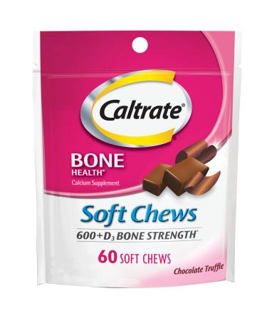 Caltrate Soft Chews 600 Plus D3 Calcium Vitamin D Supplement, Chocolate Truffle - 60 Count