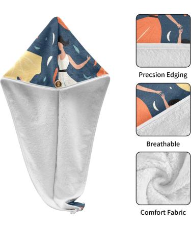 Super Absorbent Dancing Girl1 Hair Towel 2 Pack - Quick Dry Hair Drying Turbans for Women & Girls - Buy Online on GoSupps.com