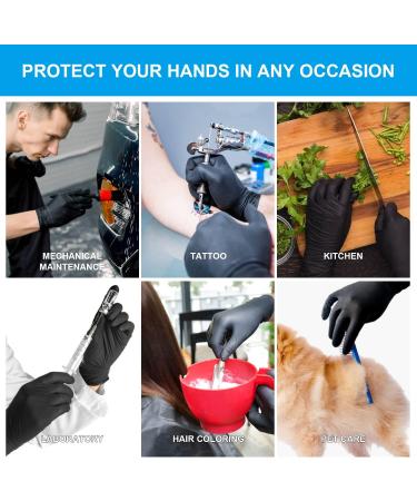 FINITEX Black Nitrile Disposable Gloves 5mil Powder-Free Latex-Free - 100 PCS Large Size for Cleaning and Food Handling - Buy Online on GoSupps.com
