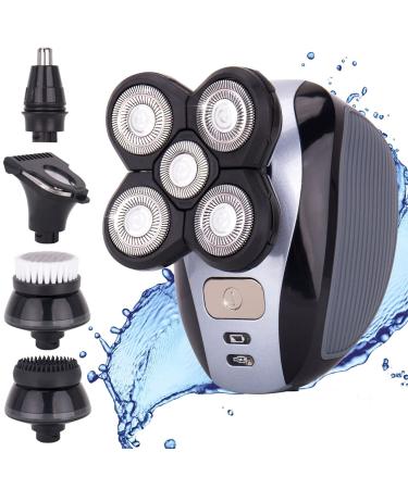 Head Shavers for Bald Men, Professional Head Shaver 5 in 1 Grooming Kit for a Perfect Bald Look, 4D Floating 5 Head Waterproof Cordless and Rechargeable Black