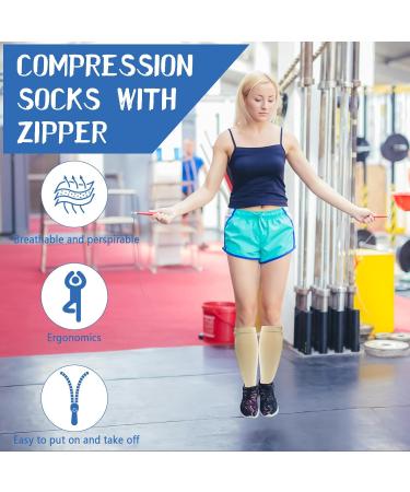 Valcatch Plus Size Zip Compression Stockings 25-30mmHg for Women & Men - Wide Calf Knit - International Shipping Available - Buy Online on GoSupps.com