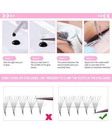 5D-C-0.10-13 Pointy Base Pre Made Fan Eyelash Extensions | 13mm Russian Volume Lashes | C D Curl | 0.05 0.07 0.10 Lash Extensions - Buy Online on GoSupps.com