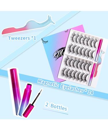 14 Pairs Magnetic Eyelashes & Eyeliner Kit - Long-lasting No Glue Needed | T17 - Buy Online on GoSupps.com