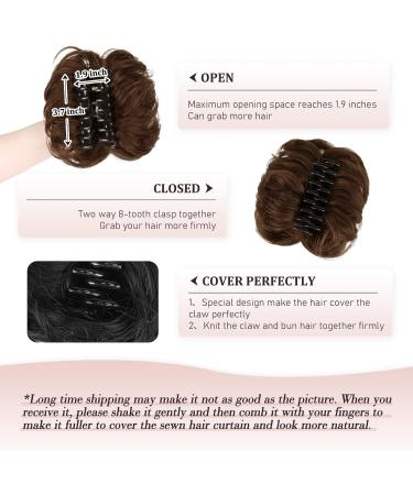RUWISS Claw Clips in Messy Bun Hair Piece 100% Human Hair Buns Wavy Curly Clip Chignon Hair Bun Extensions Tousled Updo Hair Buns Human Hair Scrunchie with Clip for Women(Medium Brown) 1 Count (Pack of 1) Medium Brown - Buy Online on GoSupps.com