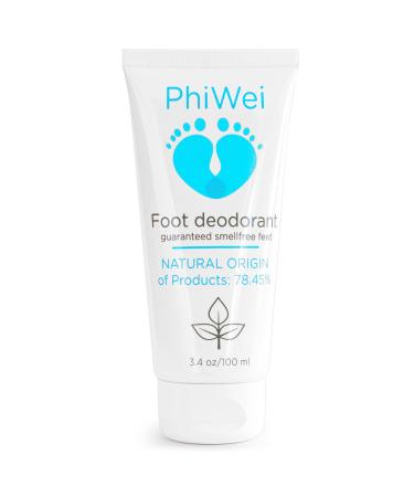 Foot deodorant PhiWei foot cream ointment for the effective elimination of foot odour treatment with 80% ingredients of natural origin effective for 24 hours no odour fresh feet 100 ml.