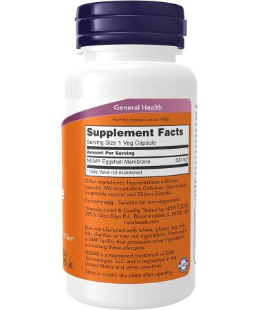 Now Foods Eggshell Membrane 500 mg - 60 Veg Capsules | Joint & Skin Health - Buy Online on GoSupps.com