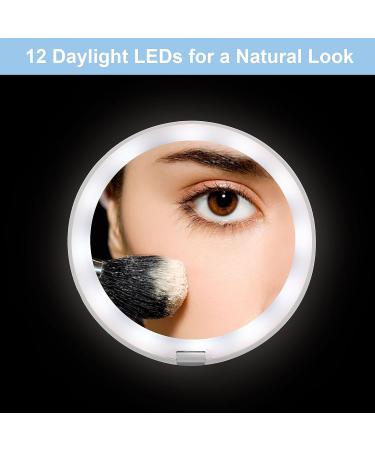 Giazee Travel Mirror with Light 1X/10X Magnification - Portable Compact Makeup Mirror in White - Mini Handheld Mirror for Handbag or Purse - Buy Online on GoSupps.com