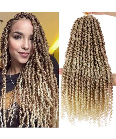 5Packs(115g/pack) Ombre Blonde Pretwisted Passion Twist Corchet Hair 22inch Pre-Looped Long Passion Twist Bohemian Curly Synthetic Braiding Hair Extensions(15strands/pack T27/613) 22 Inch (Pack of 5) T27/613