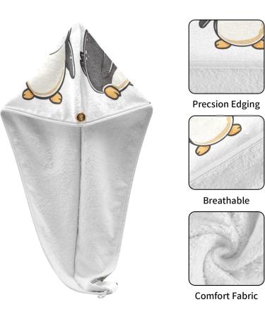 Lovely Penguins Hair Towel 2 Pack | Super Absorbent Quick Dry Hair Turbans for Women & Girls - Buy Online on GoSupps.com