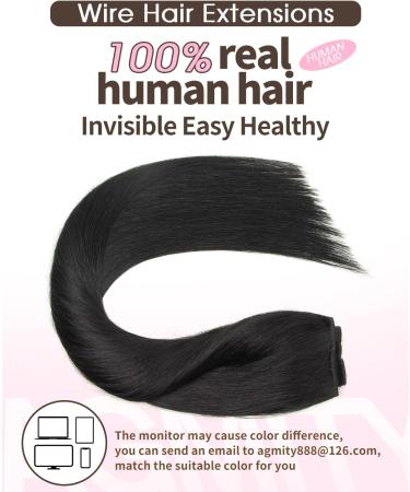 AGMITY Wire Hair Extensions Real Human Hair Jet Black 80g 16 Inch Straight invisible Removable Thick Fishing Line One Piece Clip in Extensions Human Hair(16 Inch #1 Jet Black) Wire-16 inch-80g #1 Jet Black - Buy Online on GoSupps.com